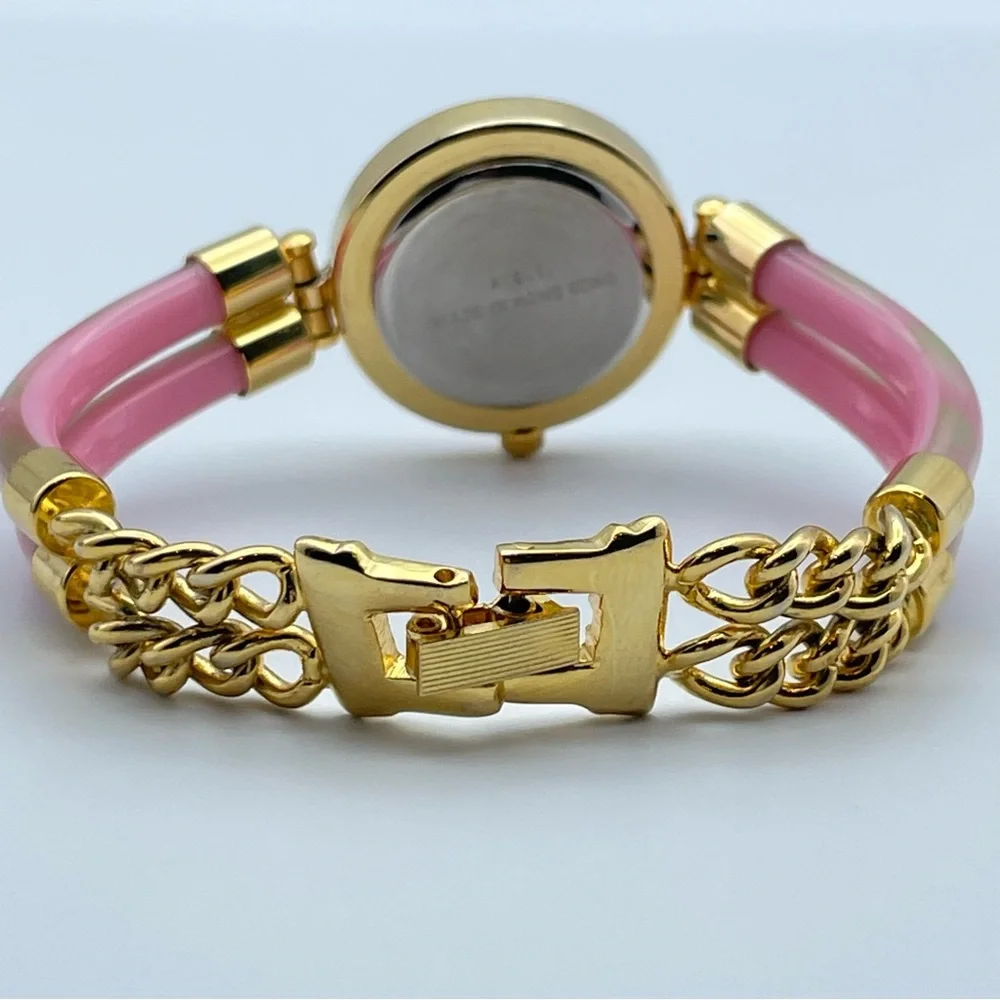 Lafayette Pink Mother of Pearl Bracelet Watch Gold Tone Quartz Brand New Battery